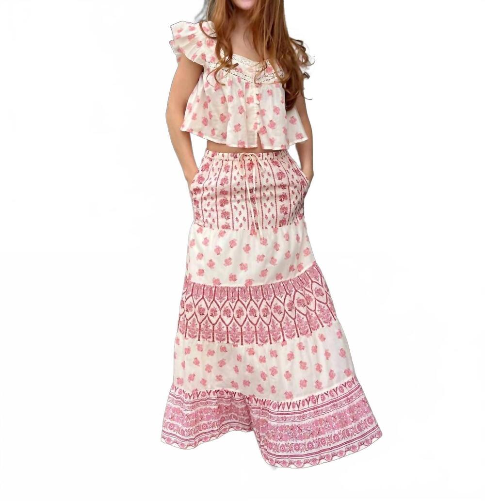 NEW BILA77 women's lotus maxi skirt in pink pearl